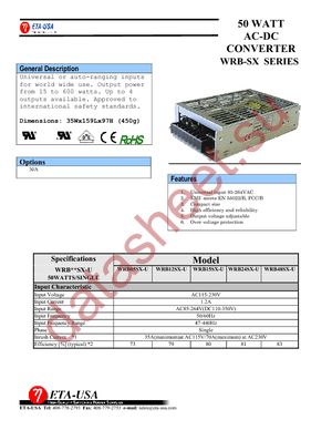 WRB05SXU W/DIN RAIL BRACKET datasheet  